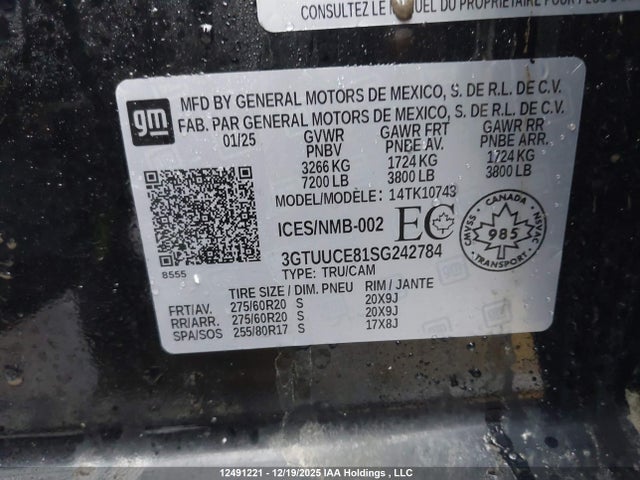 3GTUUCE81SG242784 GMC SIERRA 1500