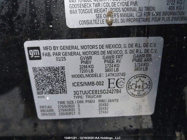 3GTUUCE81SG242784 GMC SIERRA 1500