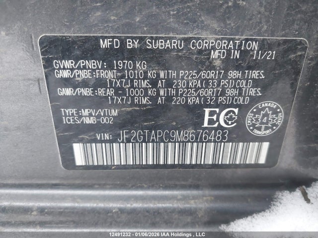 Subaru Crosstrek Touring 2021 JF2GTAPC9M8676483 Image 18
