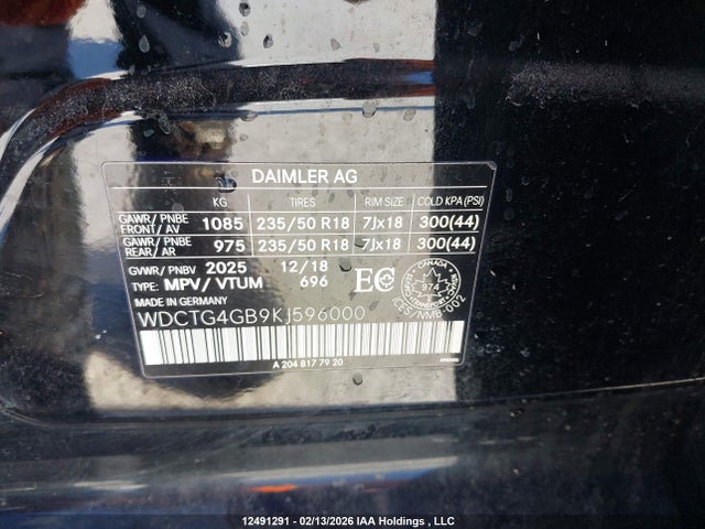 WDCTG4GB9KJ596000 Mercedes-Benz Gla 250 4matic