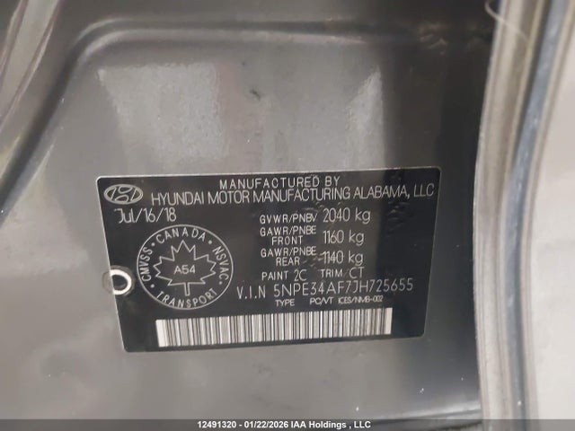 5NPE34AF7JH725655 Hyundai SONATA GLS