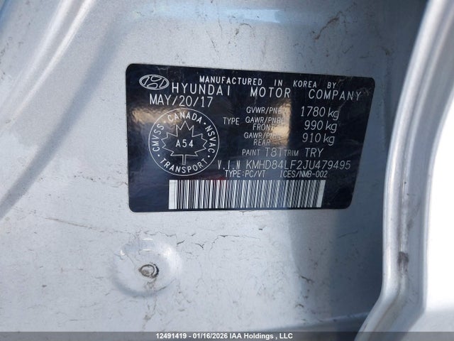 KMHD84LF2JU479495 Hyundai ELANTRA GL