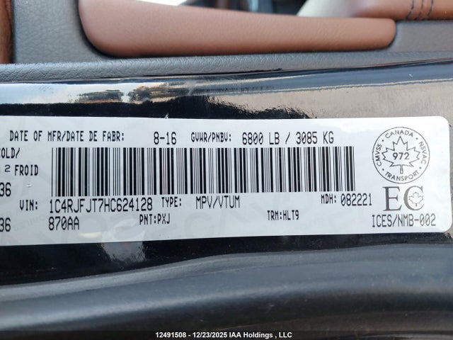 1C4RJFJT7HC624128 Jeep Grand Cherokee Summit