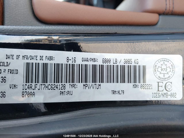 1C4RJFJT7HC624128 Jeep Grand Cherokee Summit