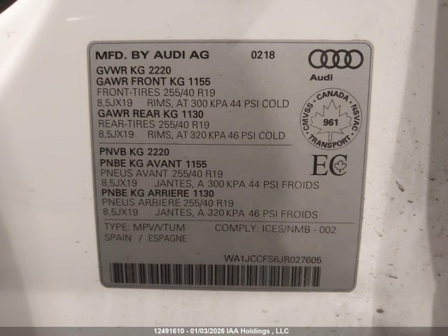 WA1JCCFS6JR027605 Audi Q3