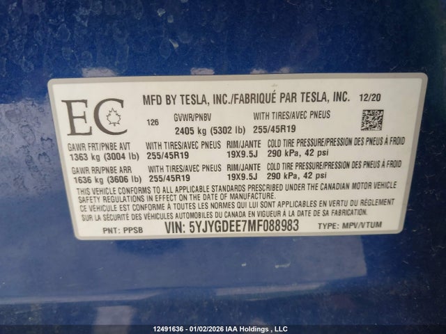 5YJYGDEE7MF088983 Tesla Model Y