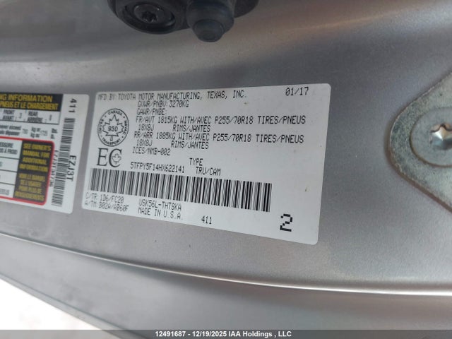 5TFPY5F14HX622141 Toyota Tundra Sr 5.7l V8