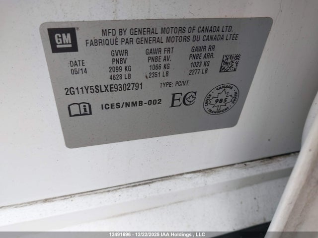 Продаж на аукціоні авто 2014 Chevrolet Impala 1ls, vin: 2G11Y5SLXE9302791, номер лоту: 12491696