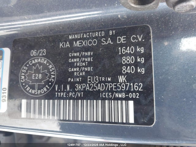 3KPA25AD7PE597162 KIA RIO S