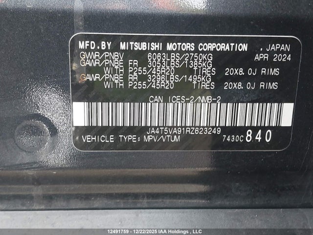 JA4T5VA91RZ623249 Mitsubishi OUTLANDER PHEV
