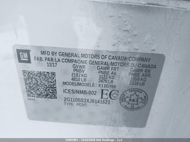 2G1105S3XJ9141621 Chevrolet IMPALA 1LT