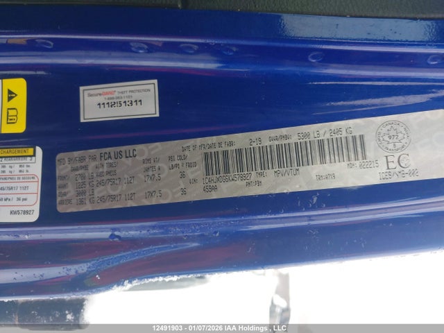 1C4HJXDG6KW578927 Jeep Wrangler Unlimited Sport