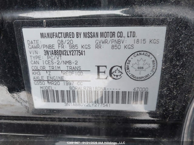 Nissan SENTRA SR 2020 3N1AB8DV2LY277541 Image 9