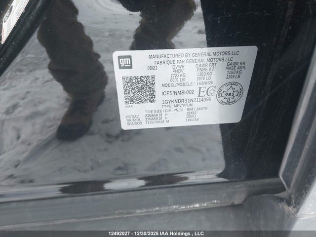 2022 Cadillac Xt5 მანქანა იყიდება აუქციონზე, vin: 1GYKNDRS1NZ114396, აუქციონის ნომერი: 12492027