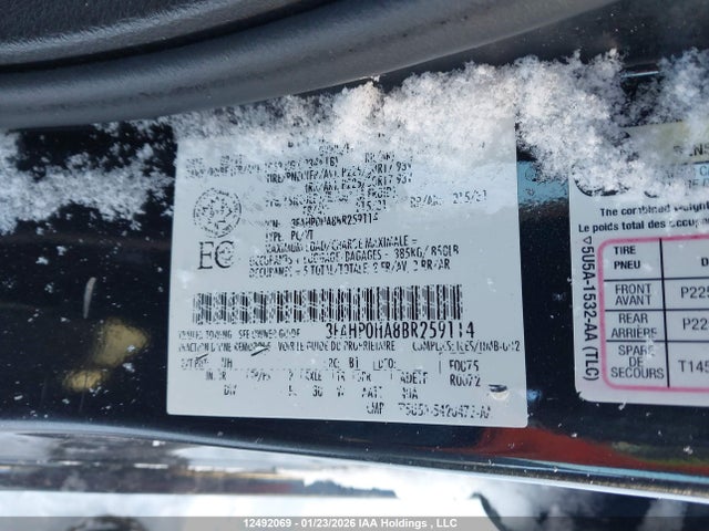 Aukcja sprzedaży 2011 Ford Fusion Se, vin: 3FAHP0HA8BR259114, numer aukcji: 12492069