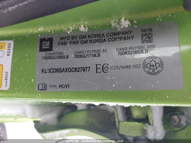 KL8CD6SAXGC627977 Chevrolet Spark 1lt Cvt
