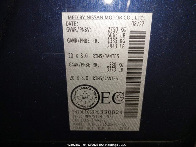 5N1DL1GS3PC330824 Infiniti Qx60 Sensory