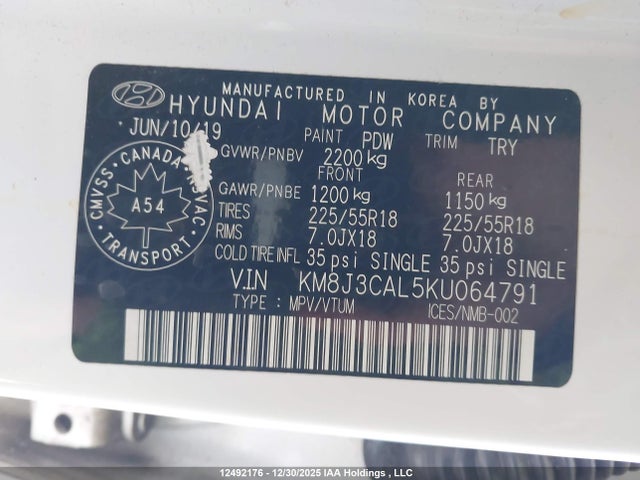 KM8J3CAL5KU064791 Hyundai Tucson Preferred W/trend Package