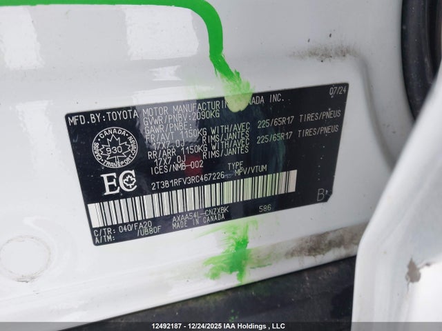 2T3B1RFV3RC467226 Toyota RAV4 LE