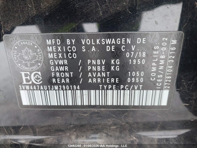 3VW447AU1JM290194 Volkswagen Golf Gti 5-door/5-door Autobahn