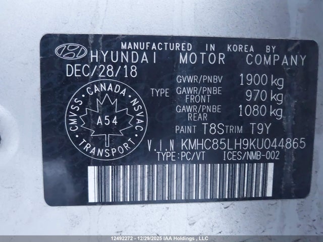 KMHC85LH9KU044865 Hyundai Ioniq Ev Preferred