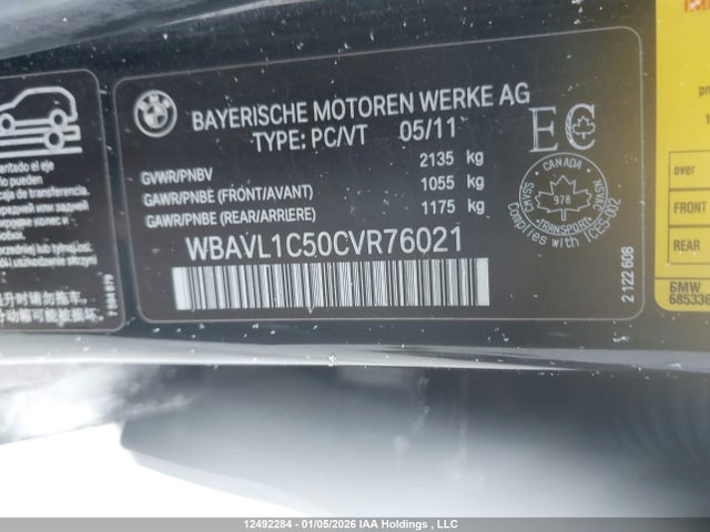 Продаж на аукціоні авто 2012 Bmw X1, vin: WBAVL1C50CVR76021, номер лоту: 12492284
