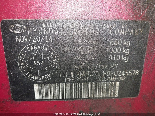 KMHD25LH9FU245578 Hyundai Elantra