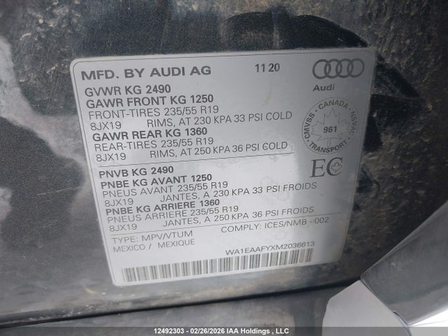 Audi Q5 Progressiv 2021 WA1EAAFYXM2036613 Image 9