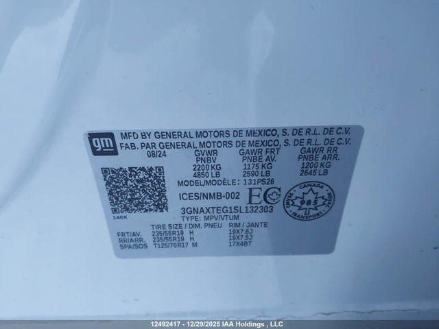 3GNAXTEG1SL132303 Chevrolet Equinox Rs Awd
