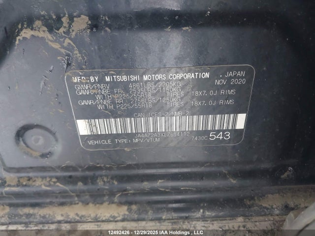 JA4AZ2A3XLZ614112 Mitsubishi Outlander Es/ex/ex-l