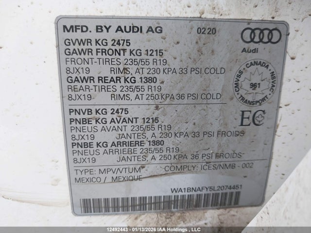 WA1BNAFY5L2074451 Audi Q5 45 Progressiv