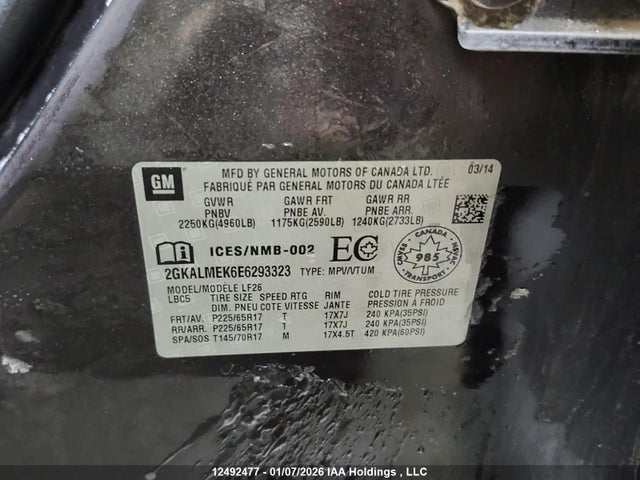2GKALMEK6E6293323 GMC Terrain Sle