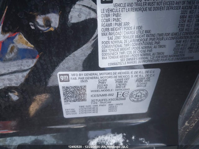 3GTUUFELXSG362668 GMC Sierra 1500 At4x