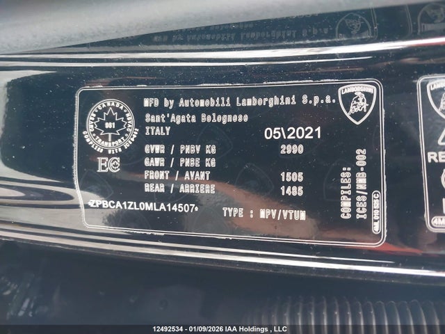 Lamborghini Urus 2021 ZPBCA1ZL0MLA14507 Image 9