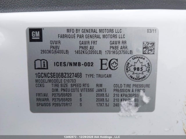 Продаж на аукціоні авто 2011 Chevrolet Silverado C1500 Lt, vin: 1GCNCSE06BZ327468, номер лоту: 12492572