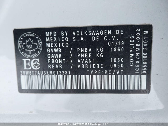3VW6T7AU3KM012281 Volkswagen Gti S/se/autobahn/rabbit Edition