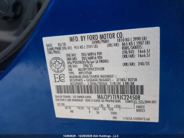 MAJ3P1TE9JC224508 Ford Ecosport Se
