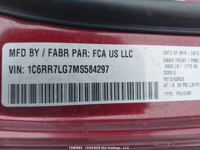 1C6RR7LG7MS584297 RAM 1500 Classic Slt