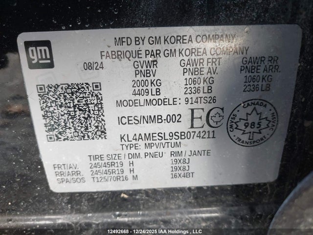 KL4AMESL9SB074211 Buick Encore Gx Sport Touring Awd