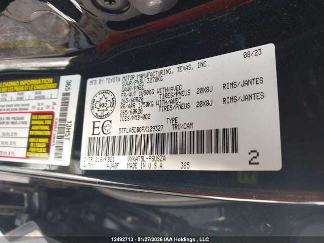 5TFLA5DB0PX129327 Toyota Tundra Crewmax Sr/crewmax Sr5