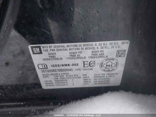 3GTU2VEC1EG503941 GMC Sierra K1500 Slt