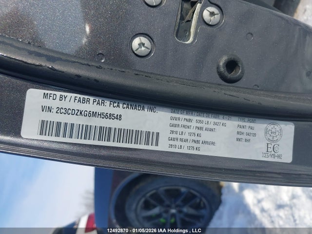 Auction sale of the 2021 Dodge Challenger Gt Awd, vin: 2C3CDZKG6MH568548, lot number: 12492870