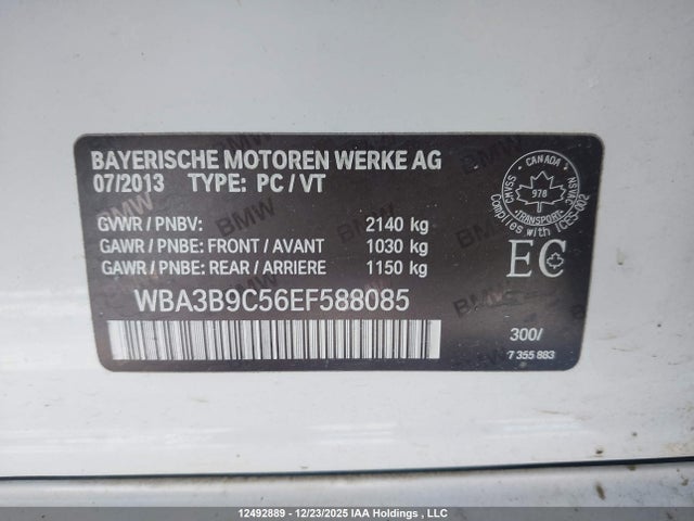 BMW 335 XI 2014 WBA3B9C56EF588085 Image 9