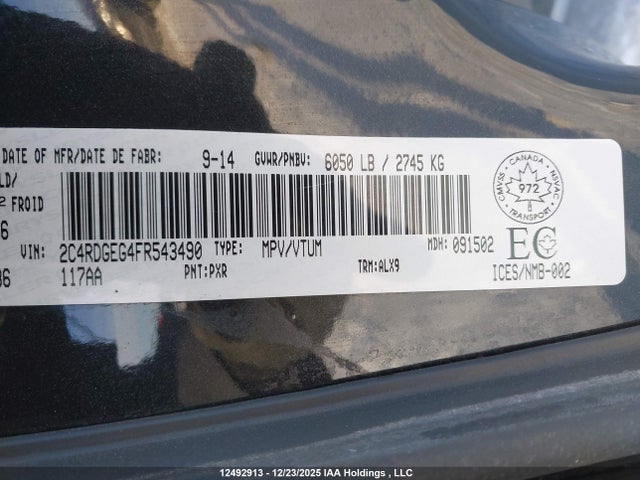 Dodge Grand Caravan 2015 2C4RDGEG4FR543490 Image 9