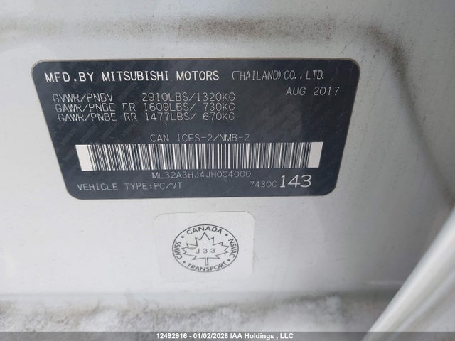 ML32A3HJ4JH004000 Mitsubishi MIRAGE ES