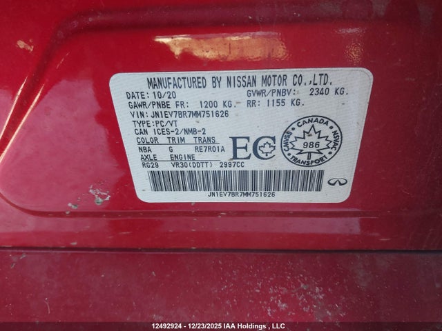 JN1EV7BR7MM751626 Infiniti Q50 Essential Tech/luxe