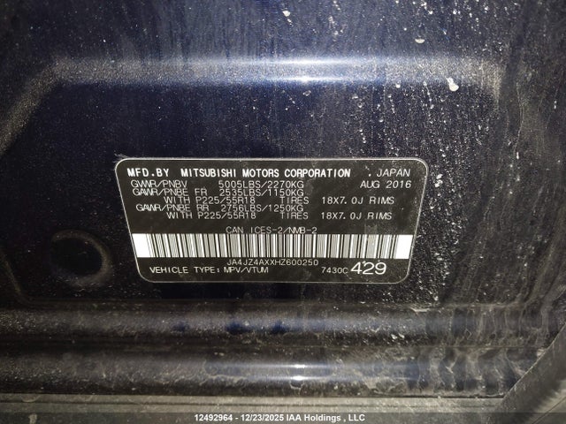 Mitsubishi Outlander 2017 JA4JZ4AXXHZ600250 Image 17