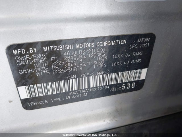 JA4ATUAA1NZ613364 Mitsubishi Eclipse Cross Es