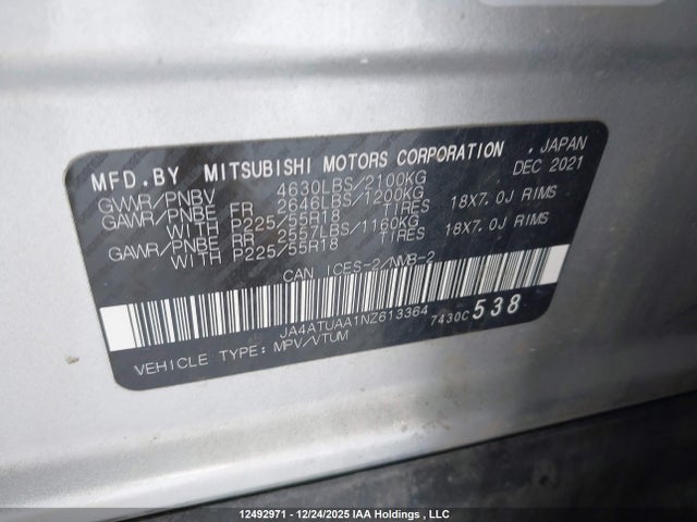 JA4ATUAA1NZ613364 Mitsubishi Eclipse Cross Es