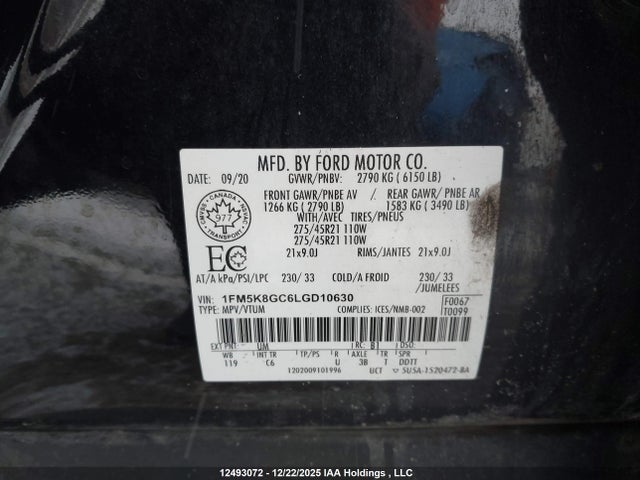 1FM5K8GC6LGD10630 Ford Explorer St